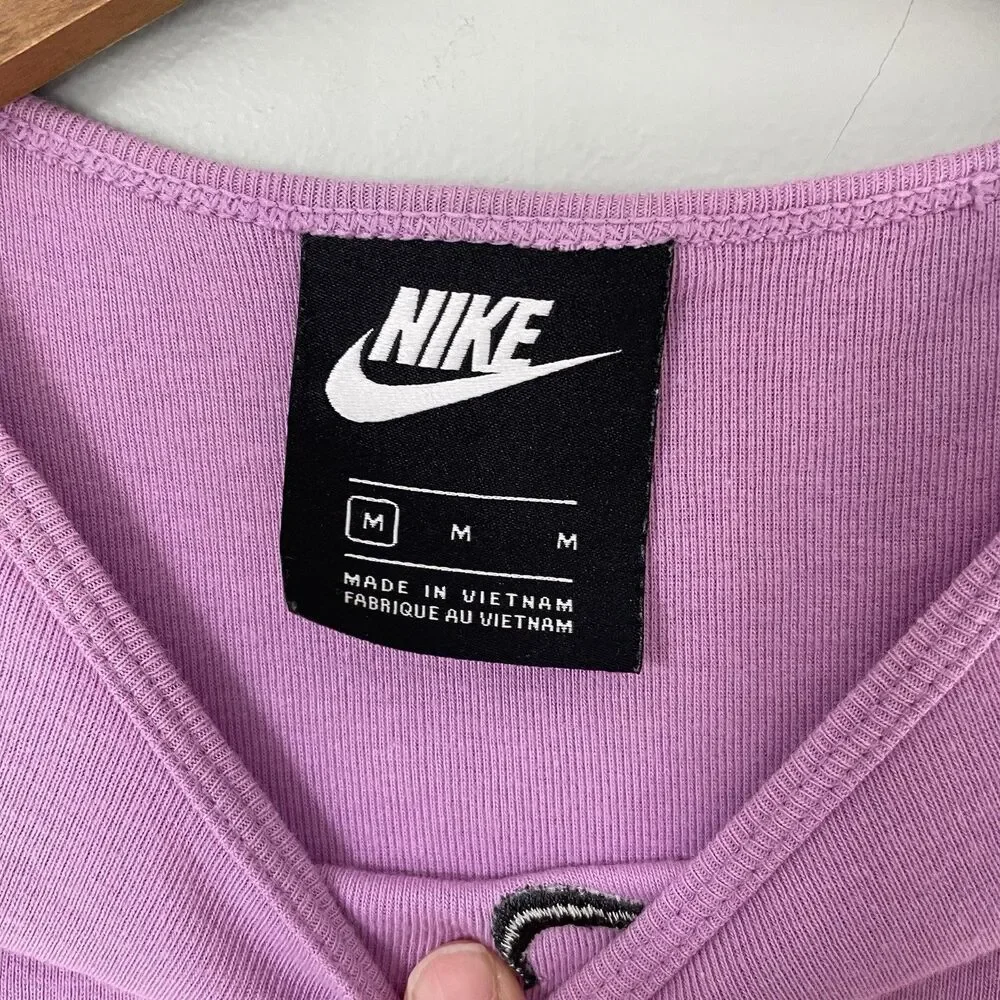Nike Athletic Tank Top High Neck Pink Black Cotton Blend Women's Size Medium